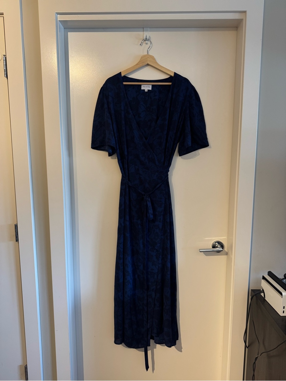 Park & Fifth Navy Blue Floral Wrap Maxi Dress